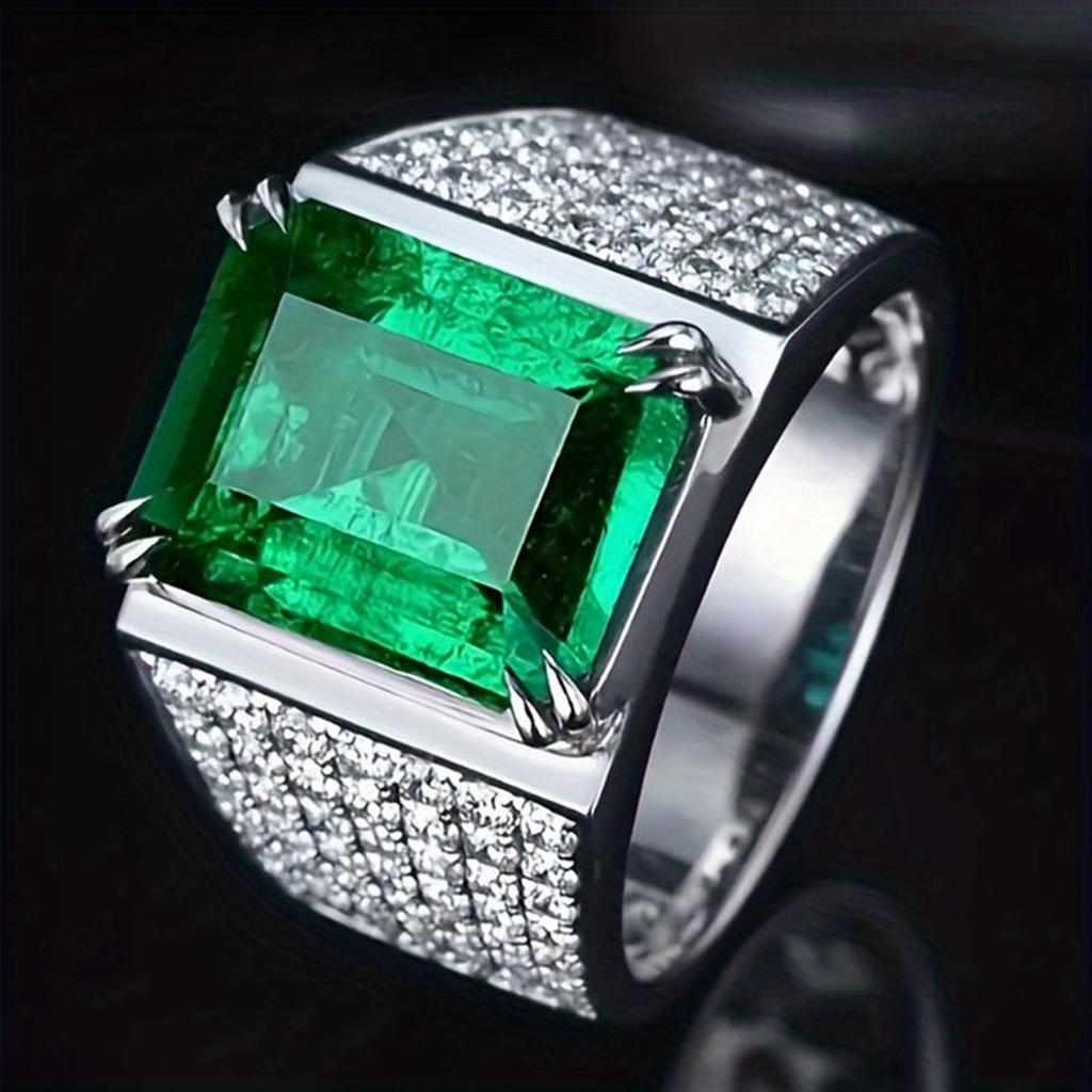 Anillo Elsa verde esmeralda con brillos