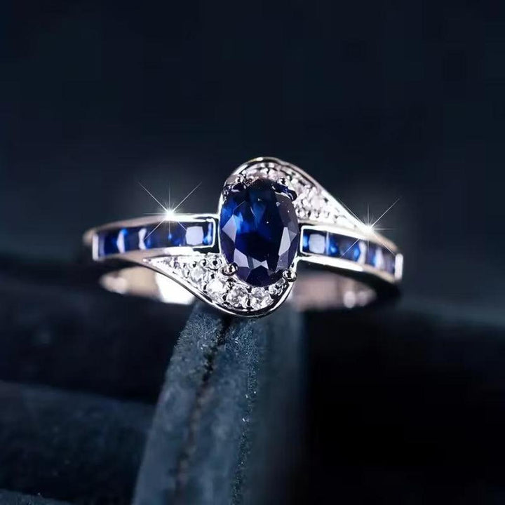 Anillo Río azul zafiro · Plateado