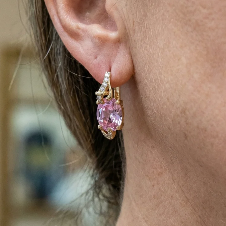 Pendientes de gota Amanecer rosa · Dorado