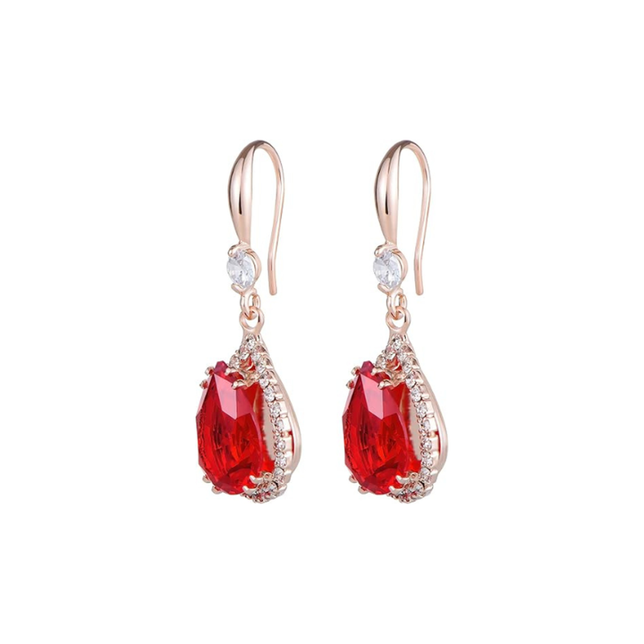 Pendientes de gota rojo rubí