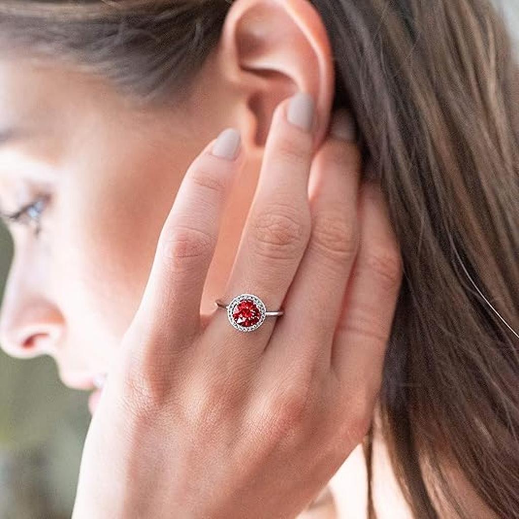 Anillo Brillo carmesí rojo rubí · Plateado