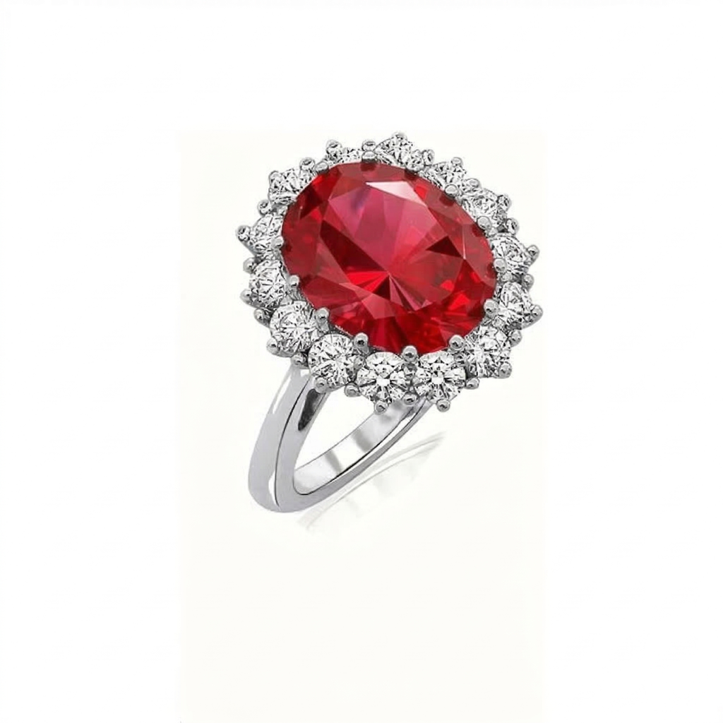 Anillo corona Escarlata rojo rubí · Plateado