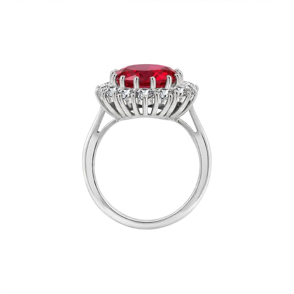 Anillo corona Escarlata rojo rubí · Plateado