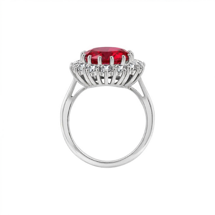 Anillo corona Escarlata rojo rubí · Plateado