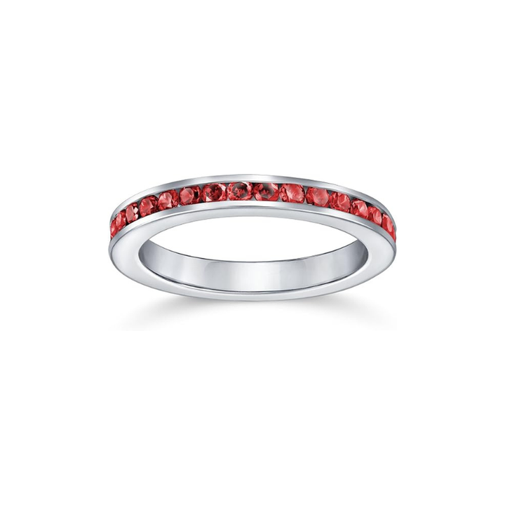 Anillo eternidad rojo rubí · Plateado