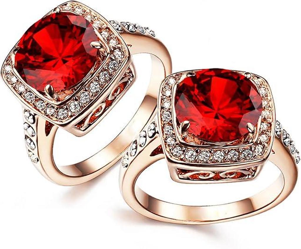Anillo rojo rubí con corona · Rosado