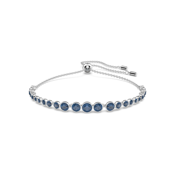Pulsera tenis de piedras redondas azul zafiro · Plateado