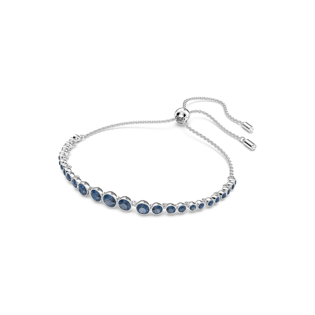 Pulsera tenis de piedras redondas azul zafiro · Plateado