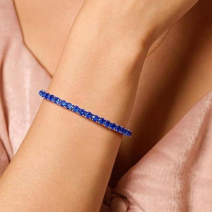 Pulsera tenis azul zafiro · Plateado