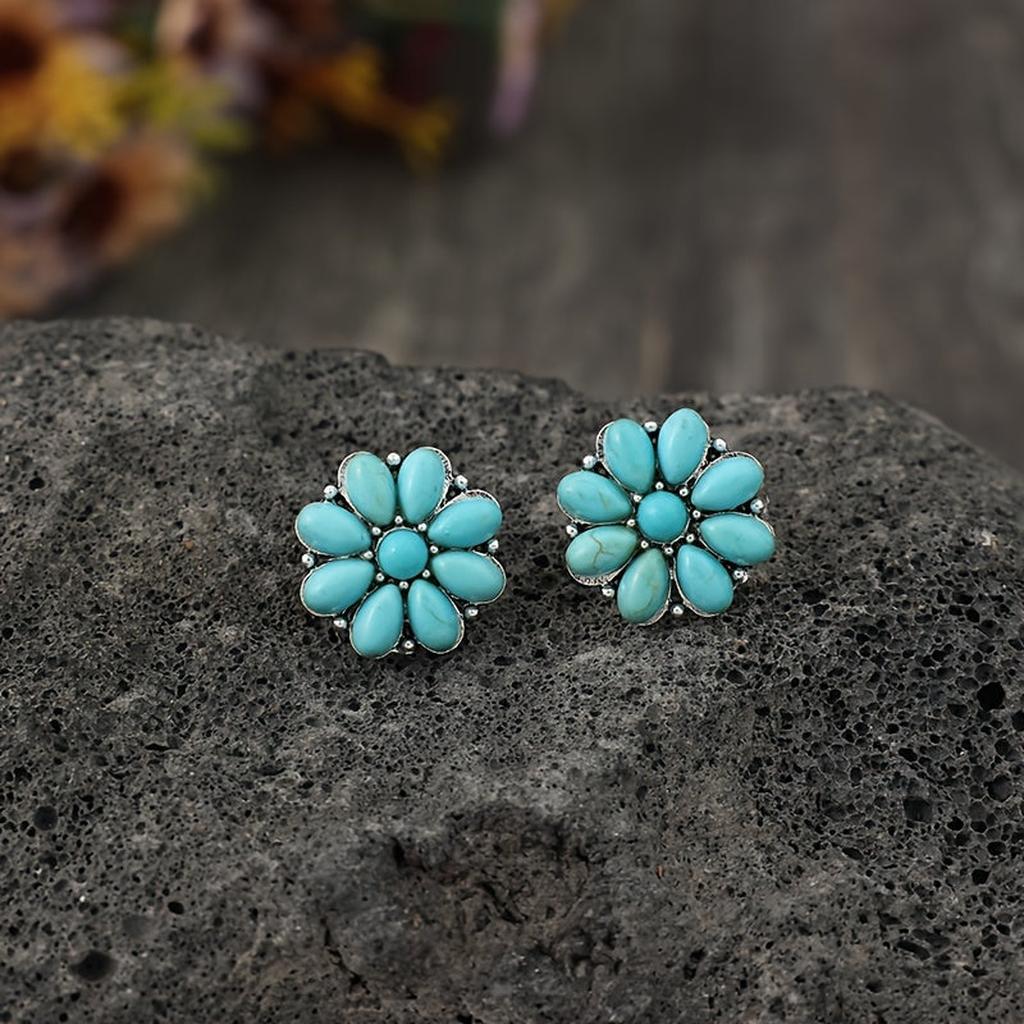 Pendientes Serelith de flores turquesa · Plateado