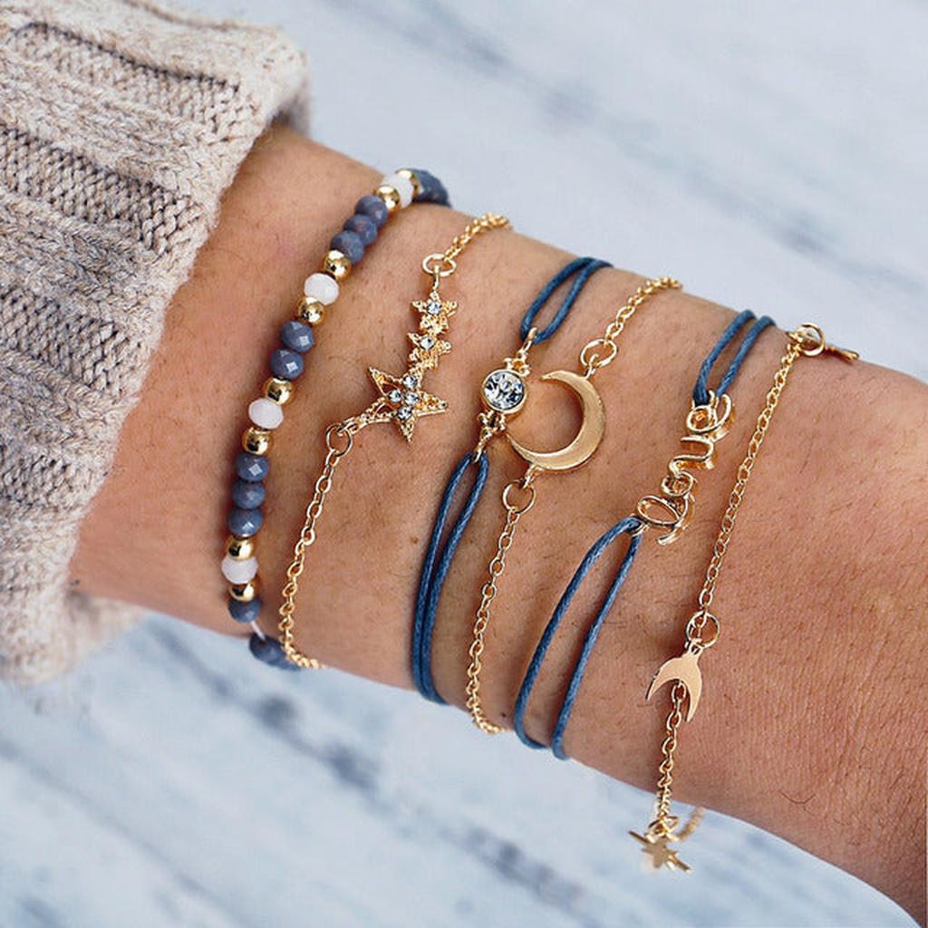 Set de pulseras boho para combinar · Dorado