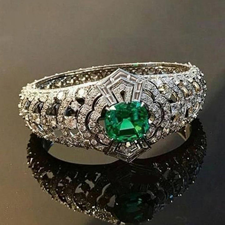 Anillo art déco verde esmeralda