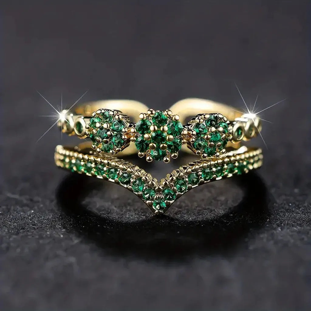 Anillo verde esmeralda