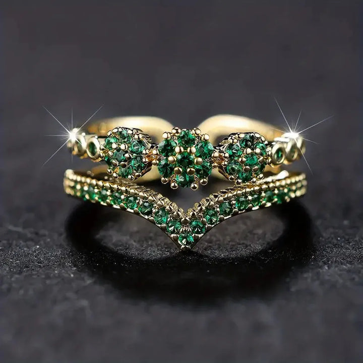 Anillo verde esmeralda