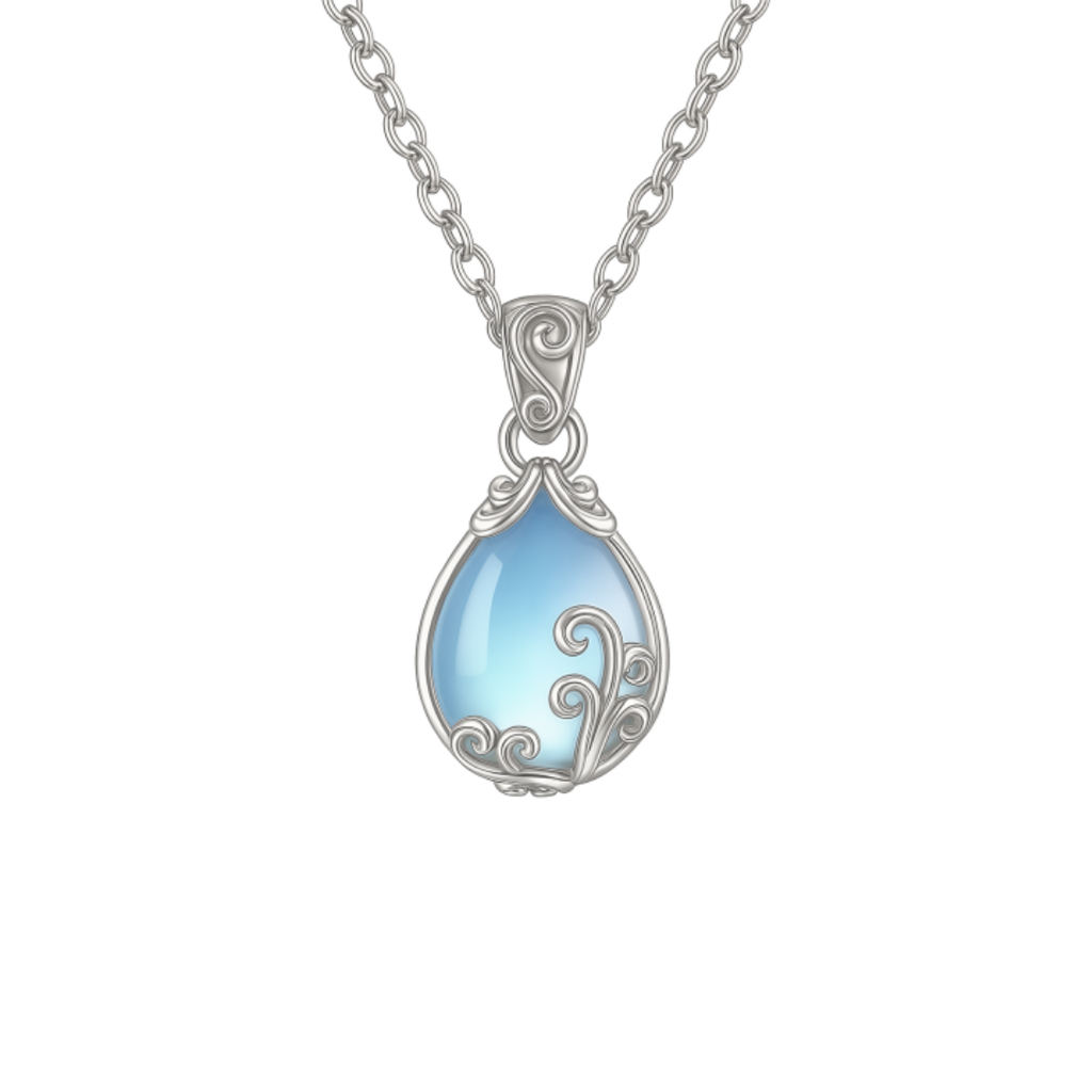 Collar Soraia con gota azul efecto luna · Plateado