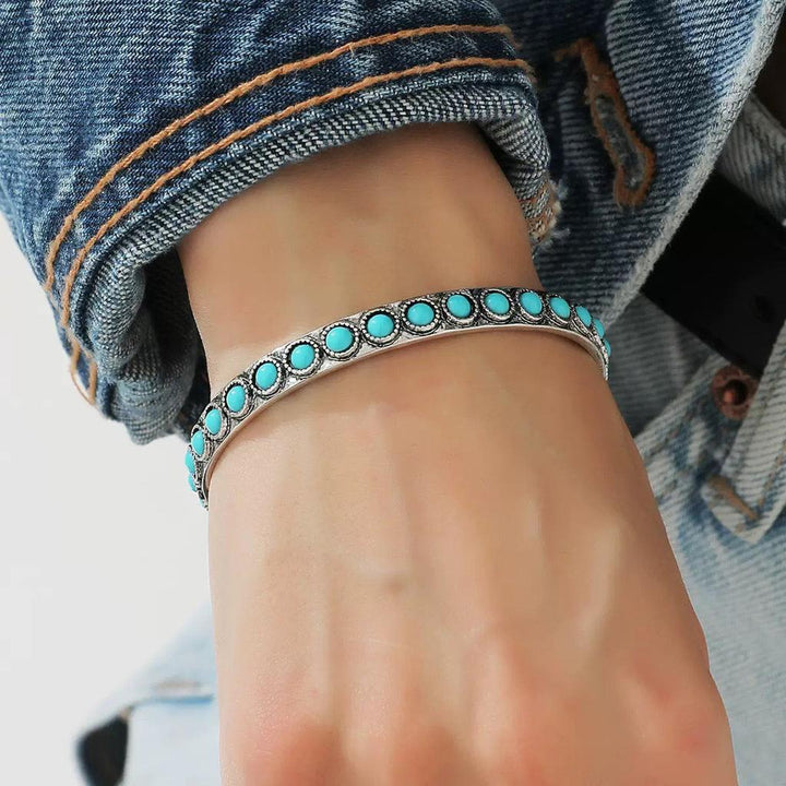 Pulsera abierta Talisse turquesa · Plateado