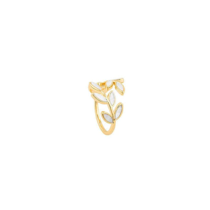 Anillo ajustable de hojas efecto ópalo · Dorado