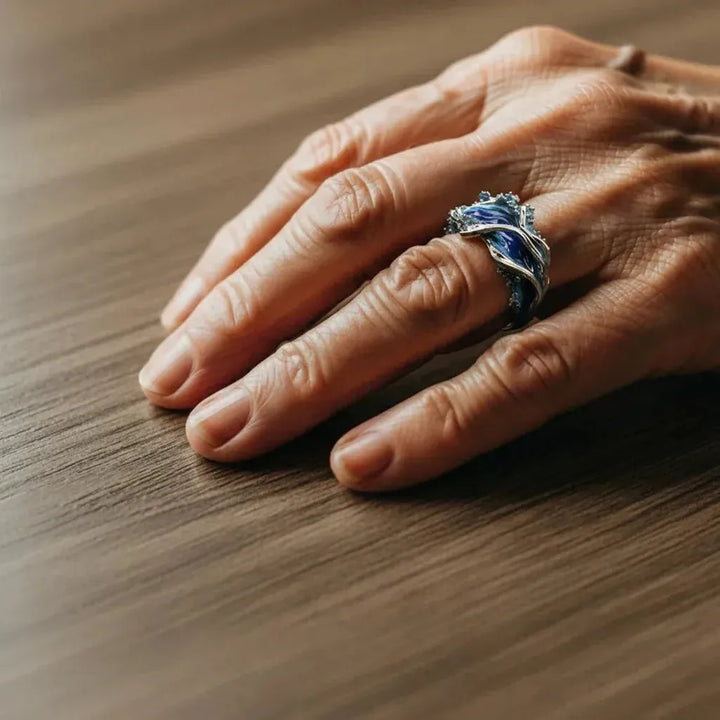 Anillo vintage ola del océano · Plateado