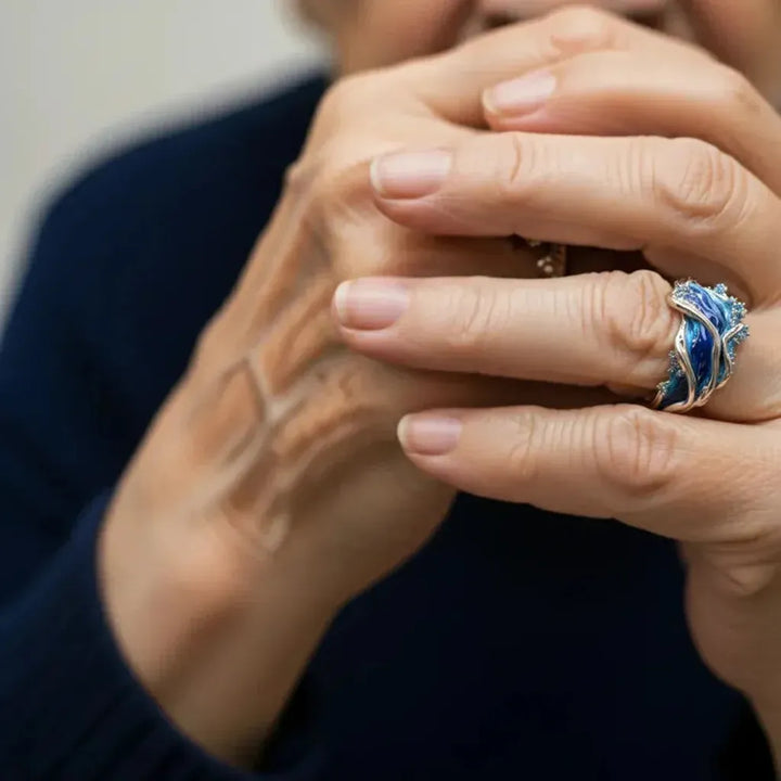 Anillo vintage ola del océano · Plateado