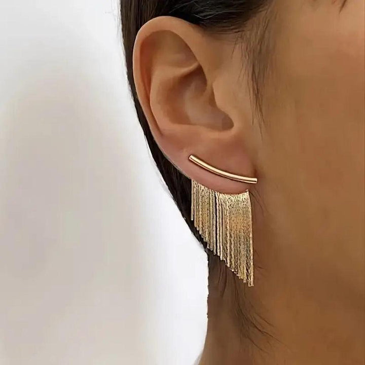 Pendientes de barra con flecos · Dorado