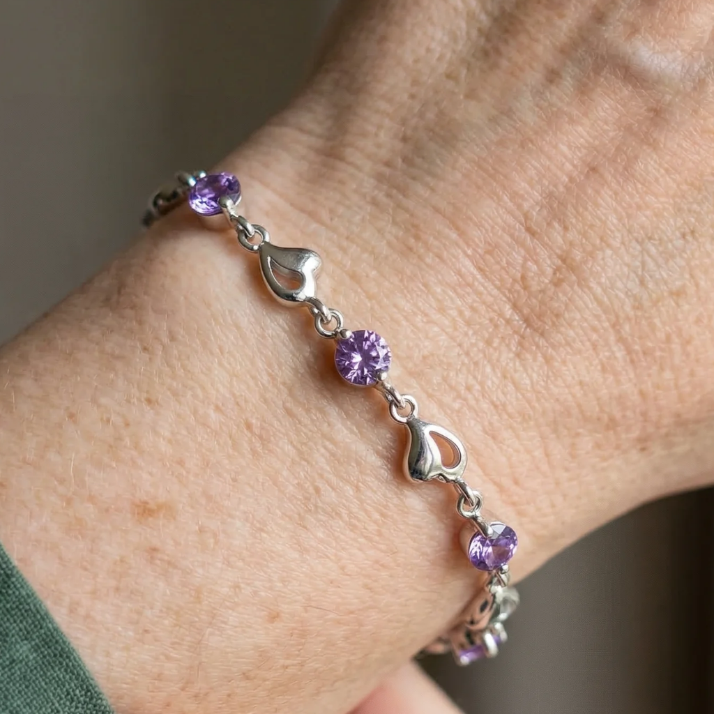 Collar de corazón violeta · Plateado