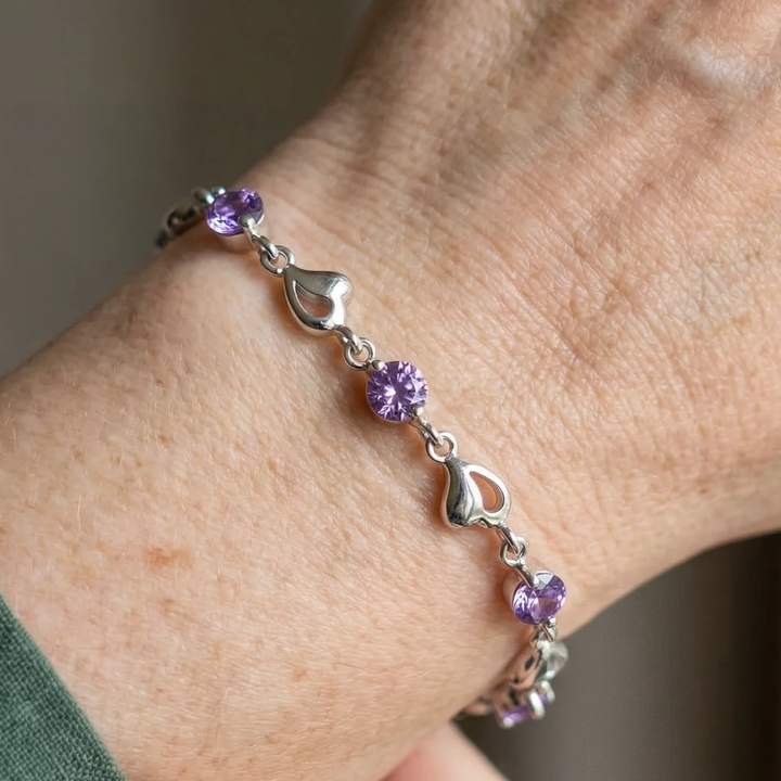 Collar de corazón violeta · Plateado