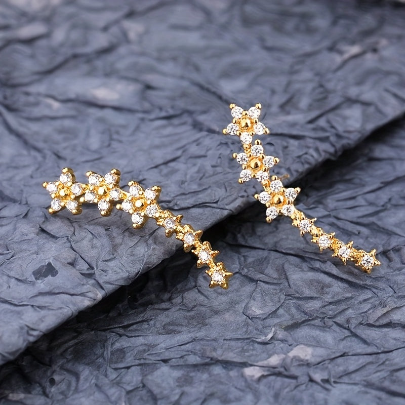 Pendientes trepadores de flores · Dorado, plateado o rosado