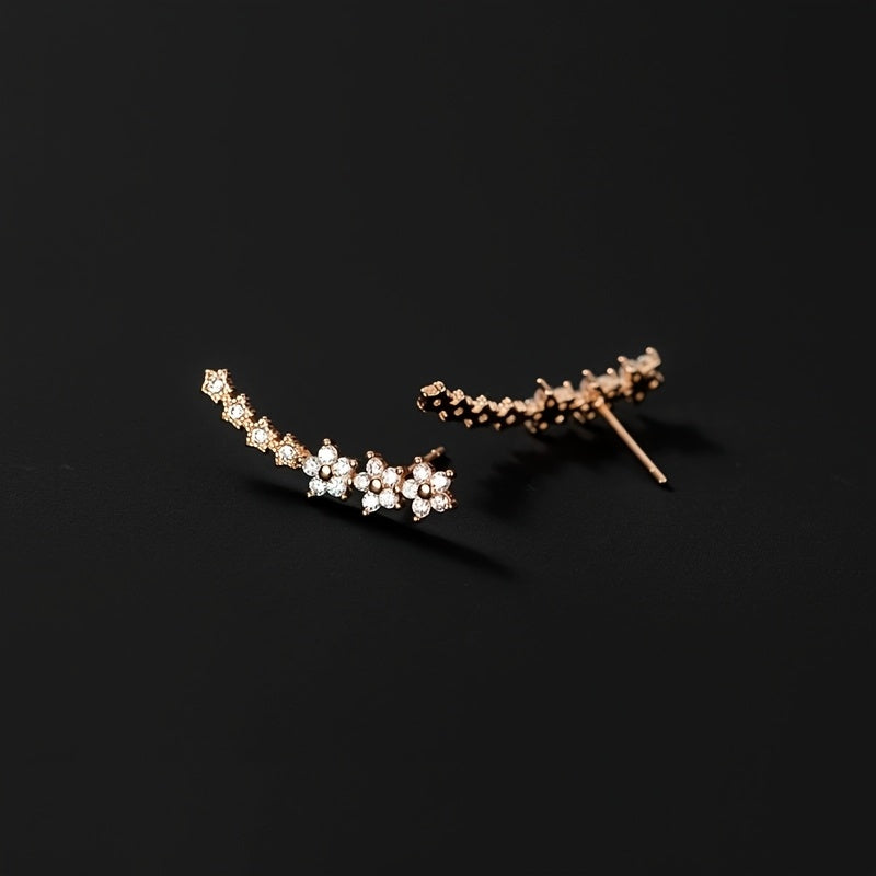 Pendientes trepadores de flores · Dorado, plateado o rosado