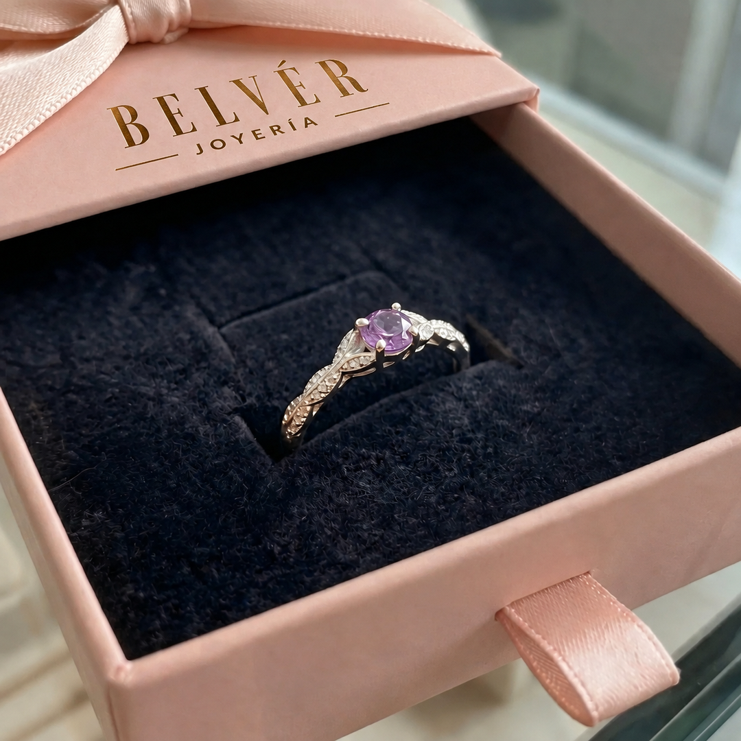 Anillo Amelys con helecho · Plateado