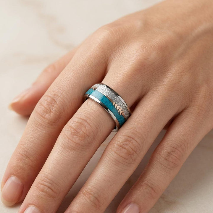 Anillo turquesa de efecto esmaltado · Plateado