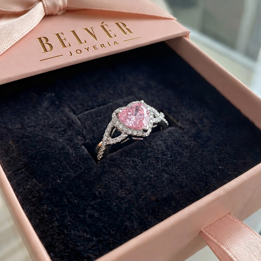 Anillo halo trenzado Amour · Plateado