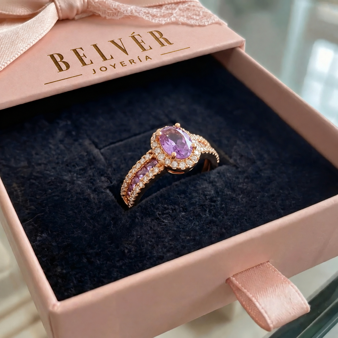 Anillo Odelia Lumina violeta · Rosado