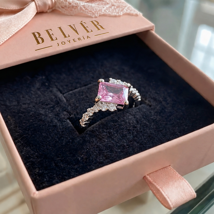 Anillo rosa · Plateado