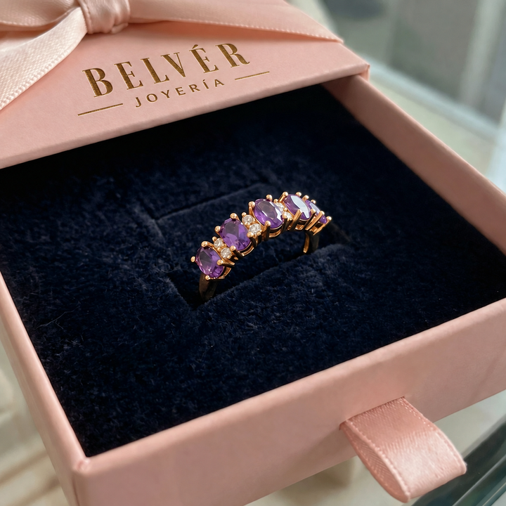 Anillo sello Orlina violeta · Rosado