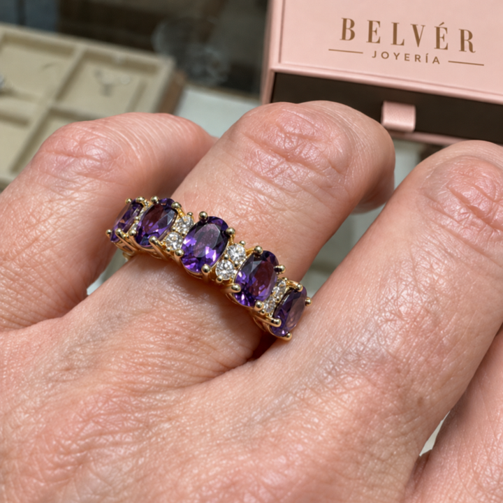 Anillo sello Orlina violeta · Rosado