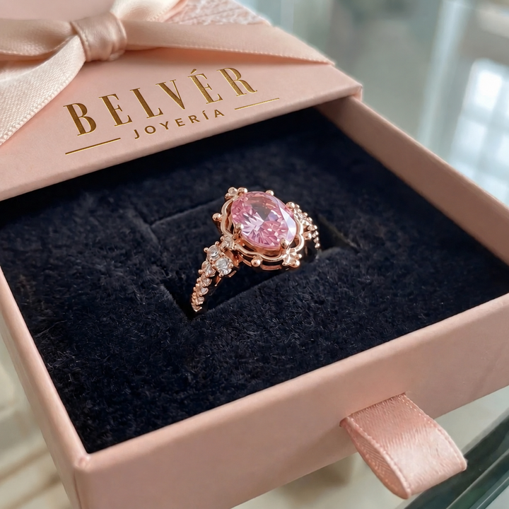 Anillo tiara Elara · Rosado