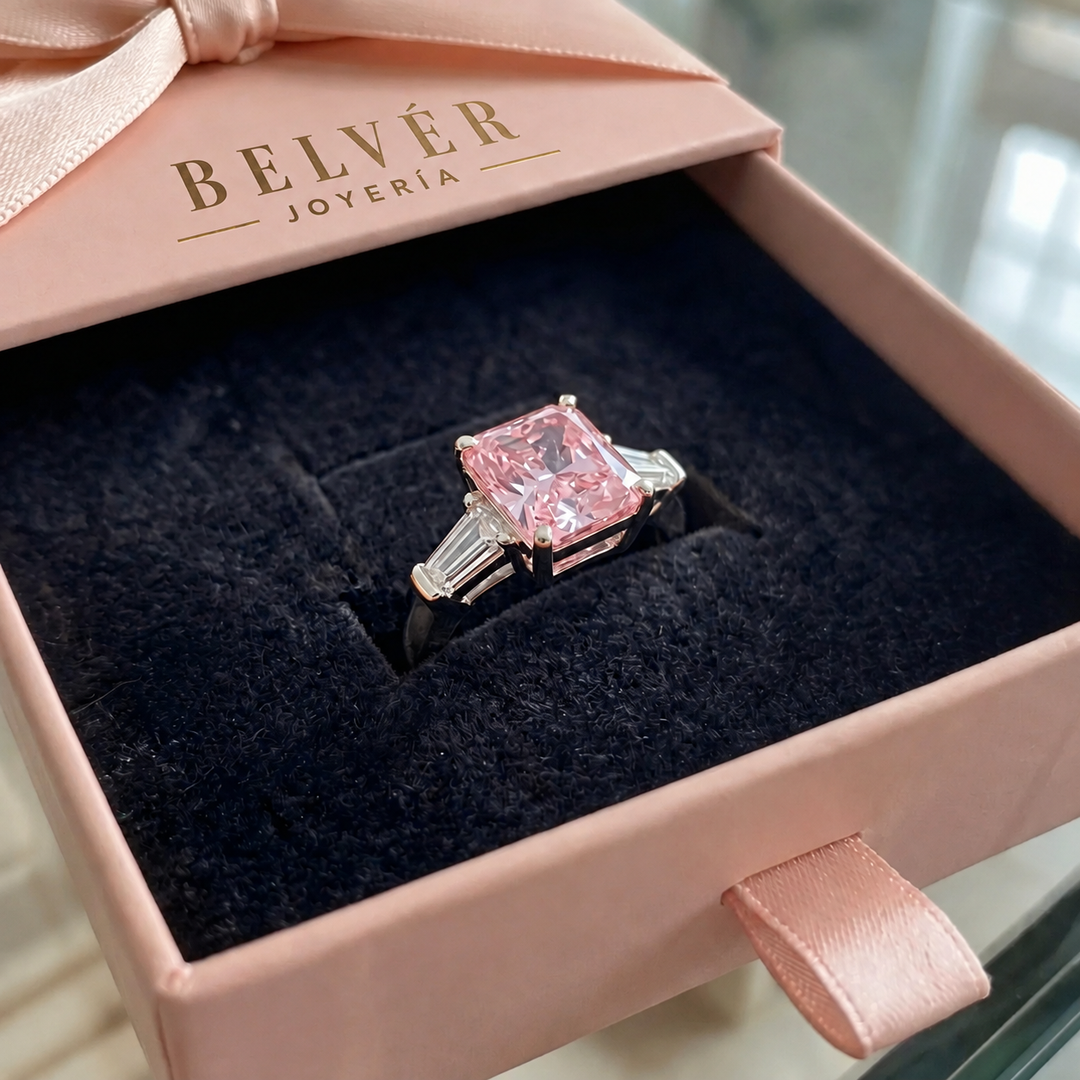 Anillo Verve rosa · Plateado