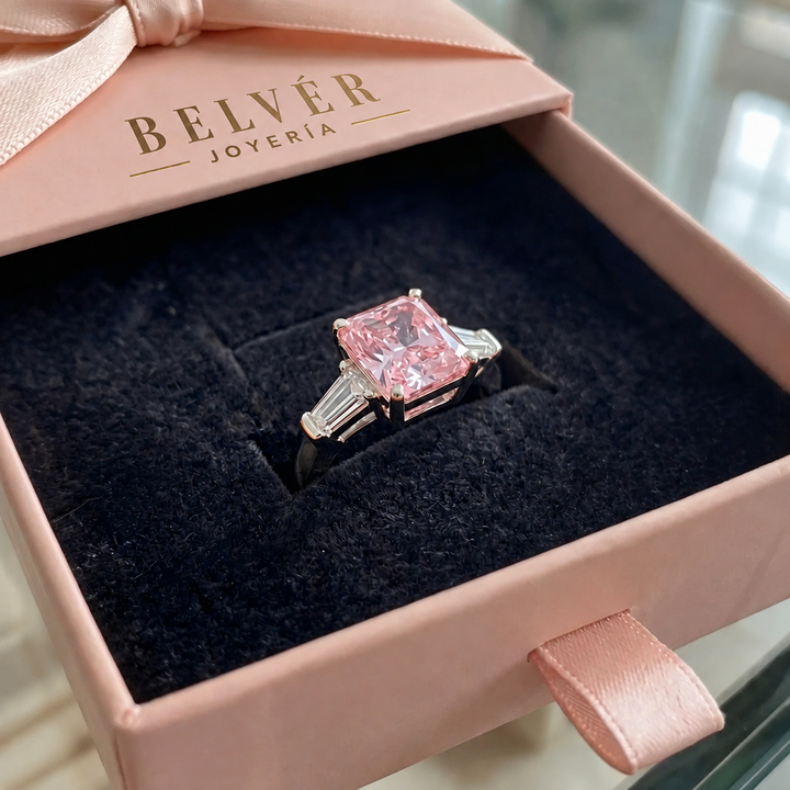 Anillo Verve rosa · Plateado