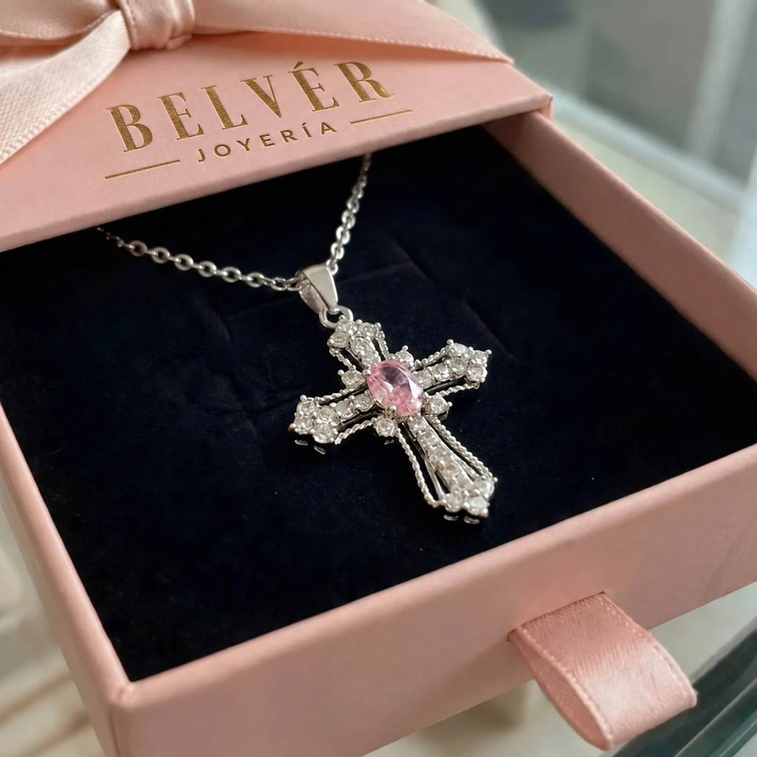 Collar con cruz rosa Celestial