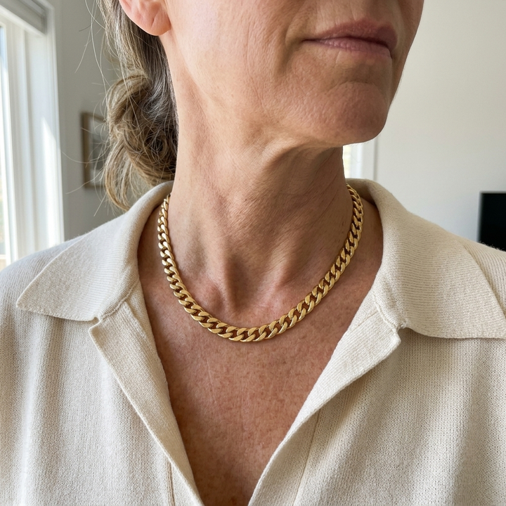 Collar de eslabones gruesos estilo cubano