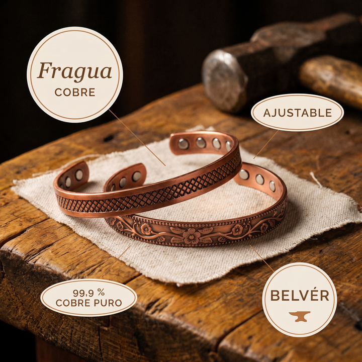 Dúo de pulseras de cobre Fragua