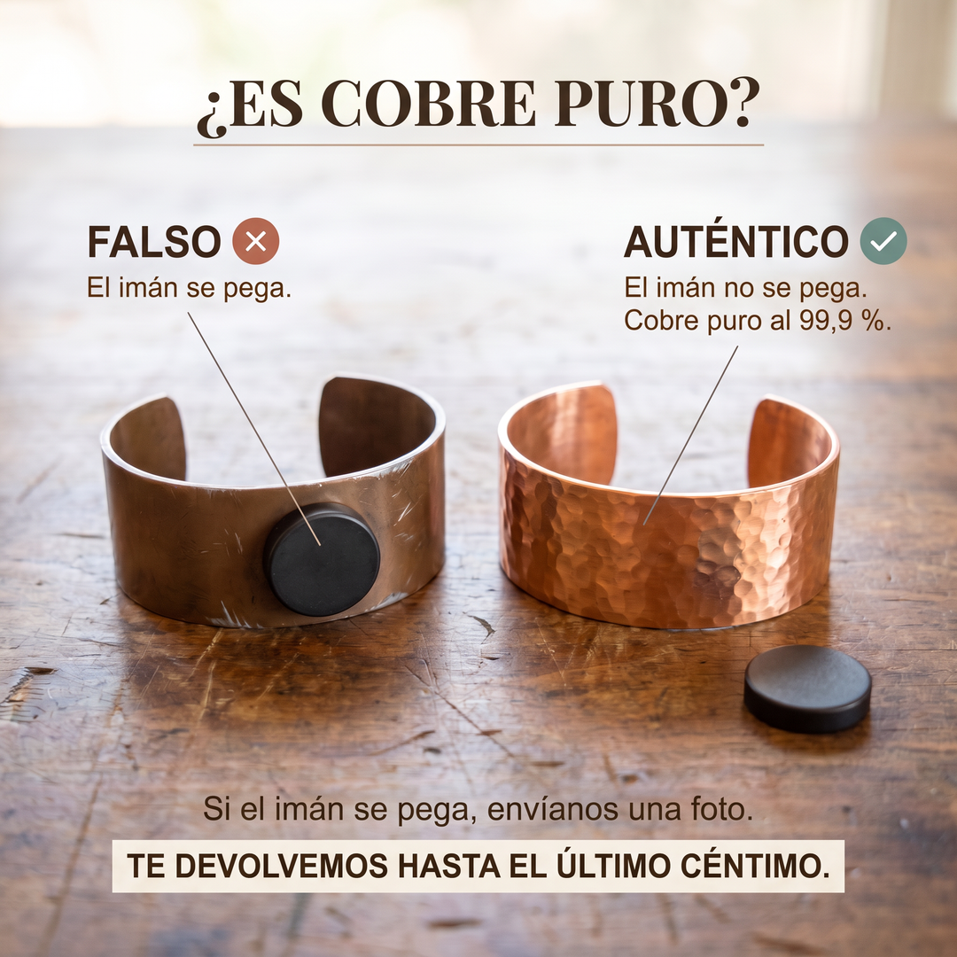 Prueba del imán: el cobre puro al 99,9 % no se pega al imán