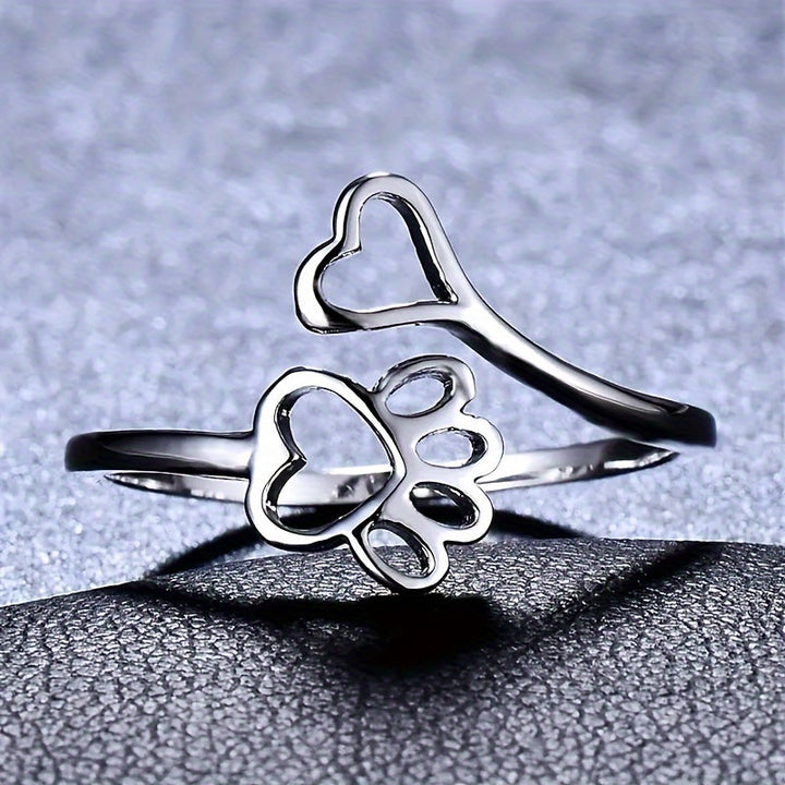 Anillo huella y corazón, vista lateral