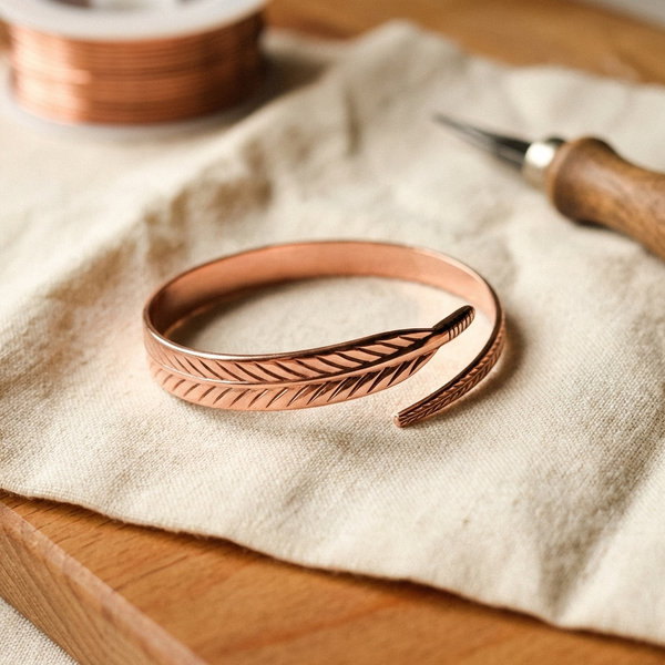 Pulsera de cobre Raíz de extremos cruzados