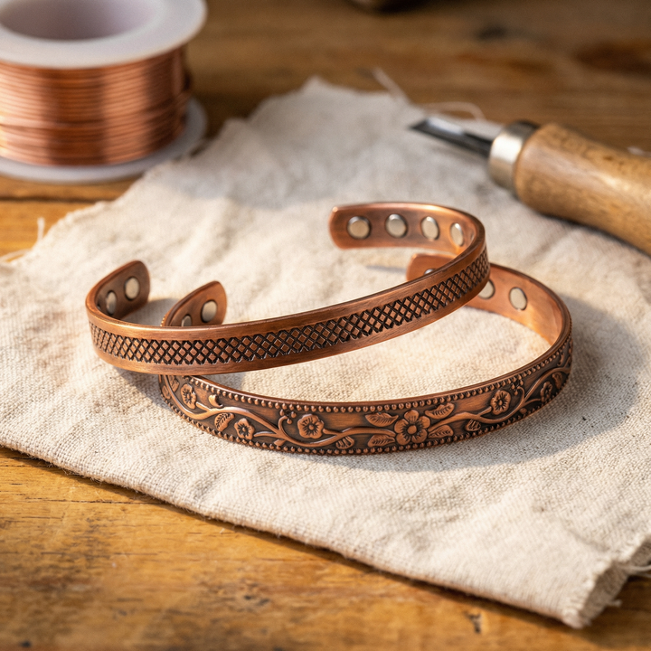 Dúo de pulseras de cobre Fragua