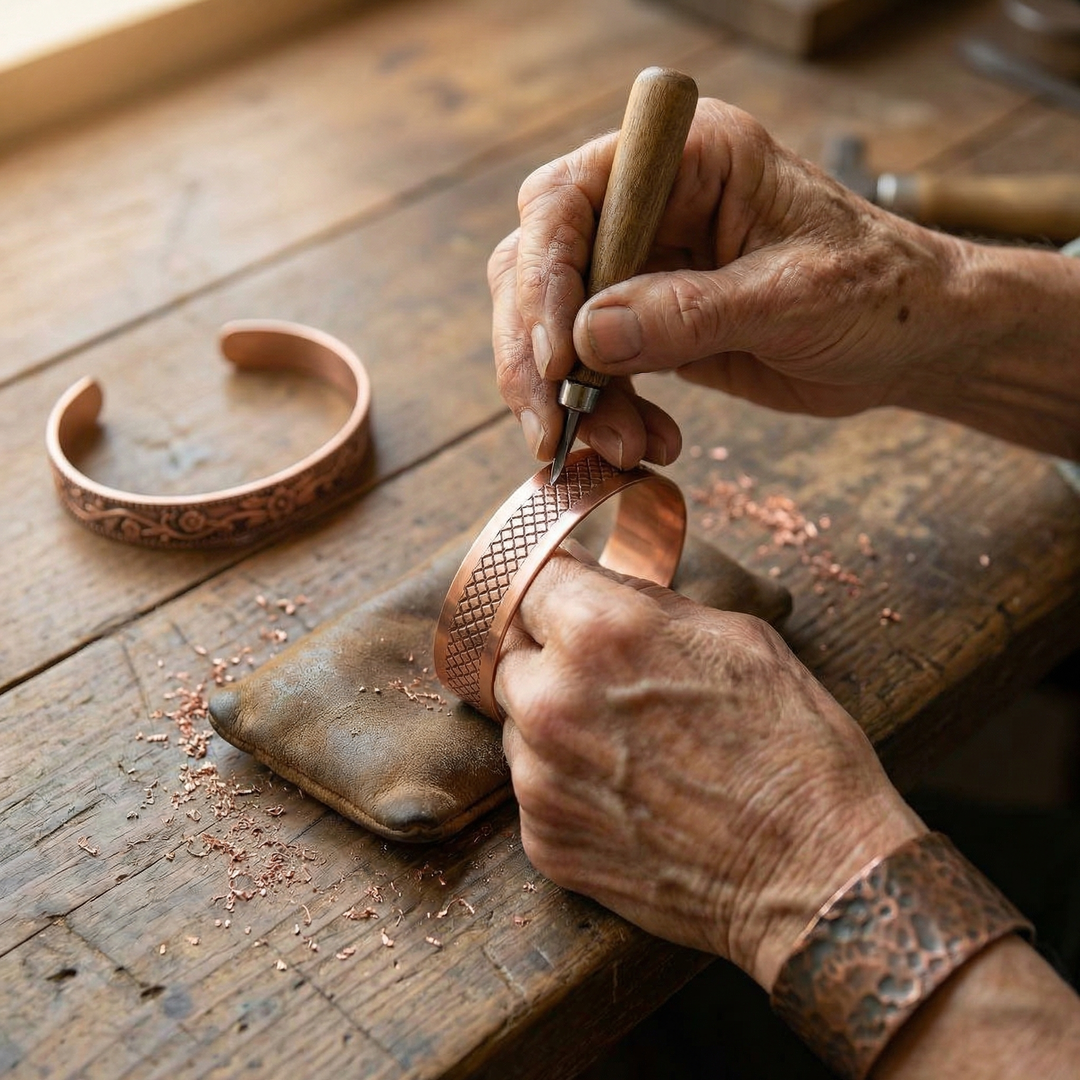 Dúo de pulseras de cobre Fragua
