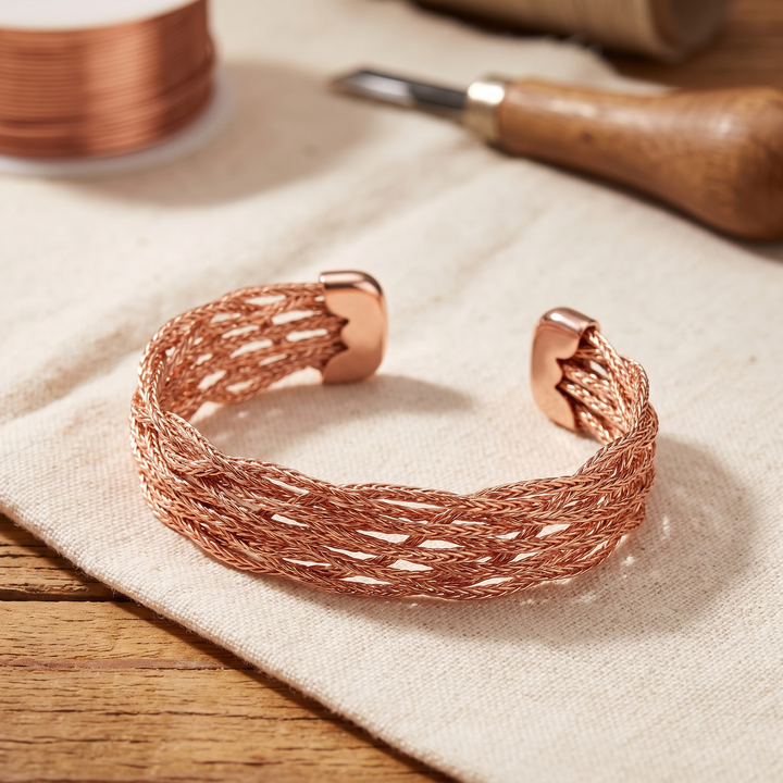 Pulsera de cobre Alce de malla trenzada