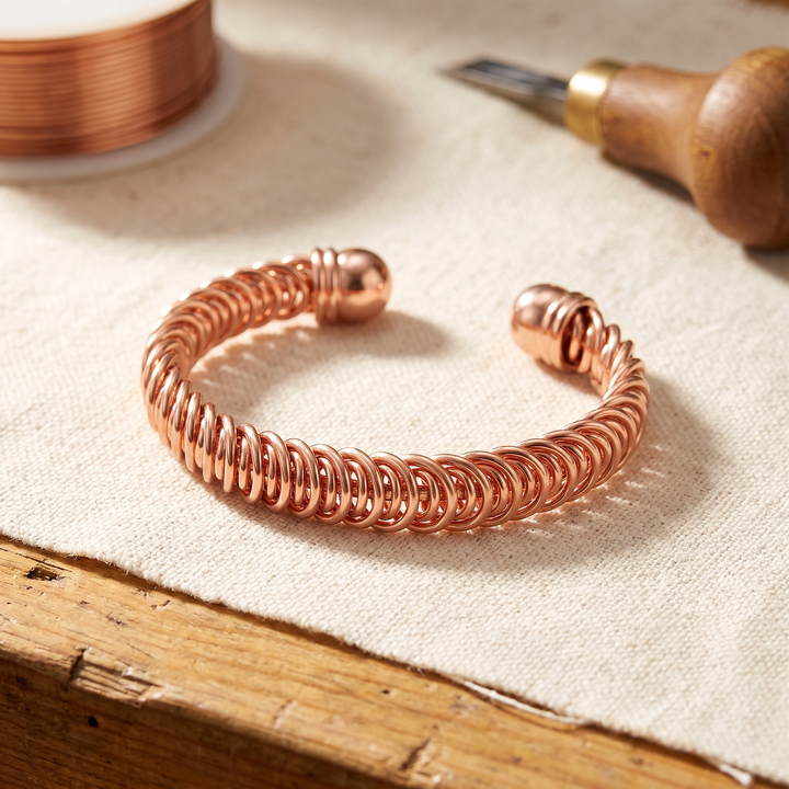 Pulsera de cobre Ráfaga con remates de bola