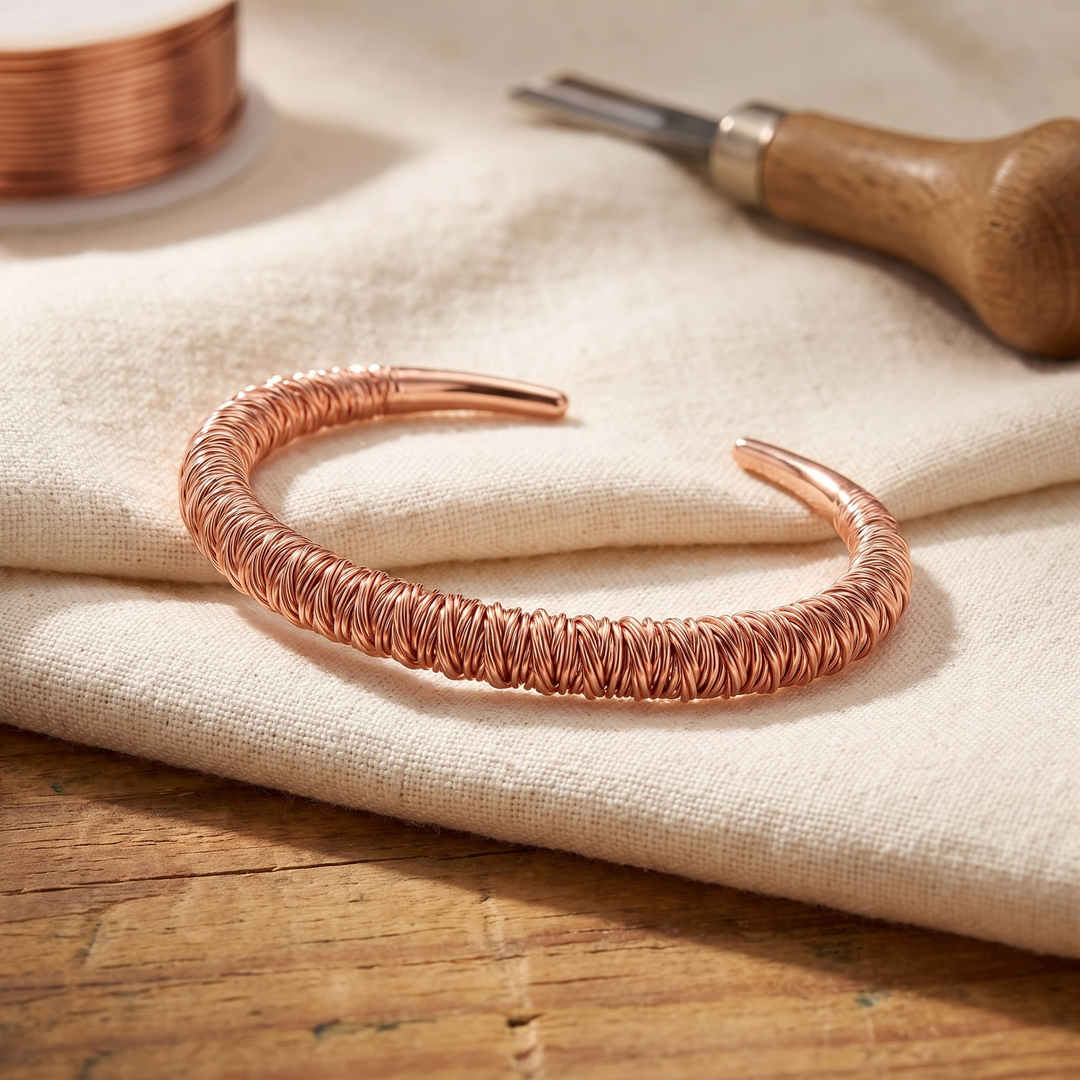Pulsera de cobre Fiordo de hilo enrollado
