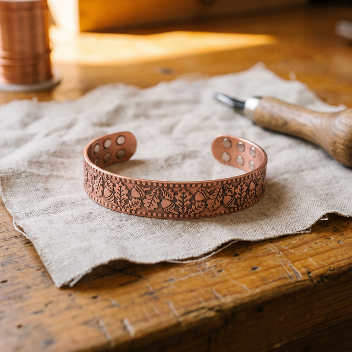 Pulsera de cobre Madera con bellotas